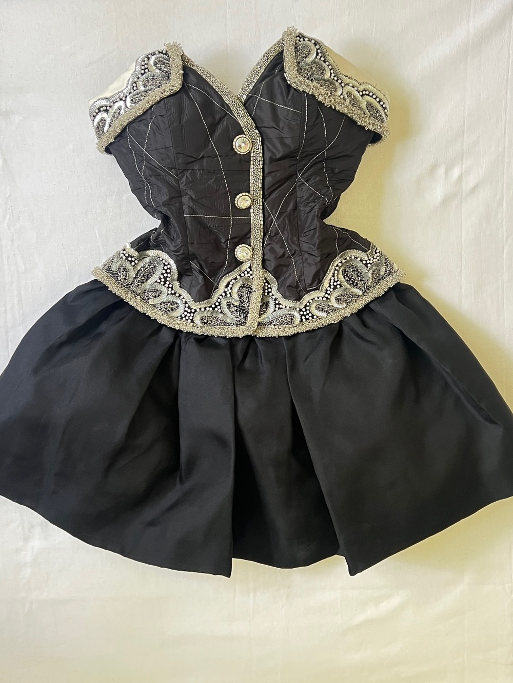 VTG Fabrice Couture heavily embellished fit&flare corset dress crystals beads